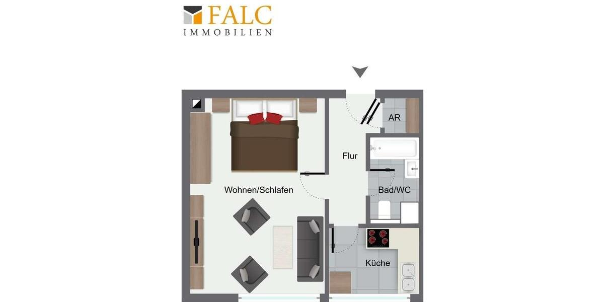 Etagenwohnung Nürnberg Eberhardshof - 1 Zimmer, 36 m&sup2;, 940&euro; | Angebot:23456336