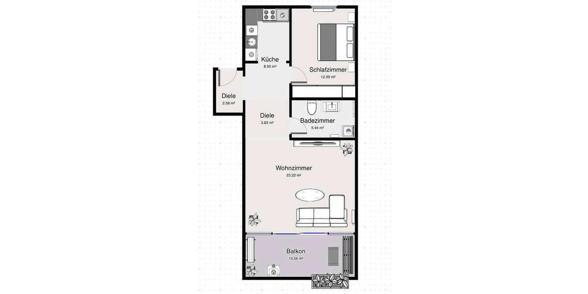 Etagenwohnung Nürnberg Langwasser - 2 Zimmer, 63 m&sup2;, 339.000&euro; | Angebot:25927376
