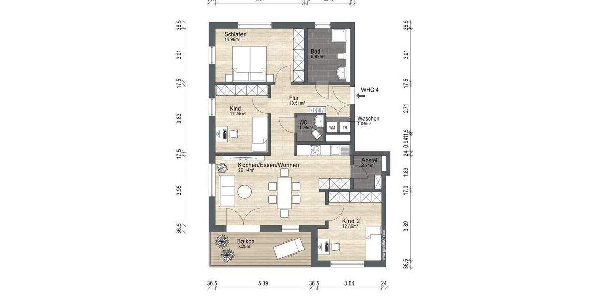 Etagenwohnung Nürnberg Altenfurt - 4 Zimmer, 96 m&sup2;, 589.900&euro; | Angebot:25661887