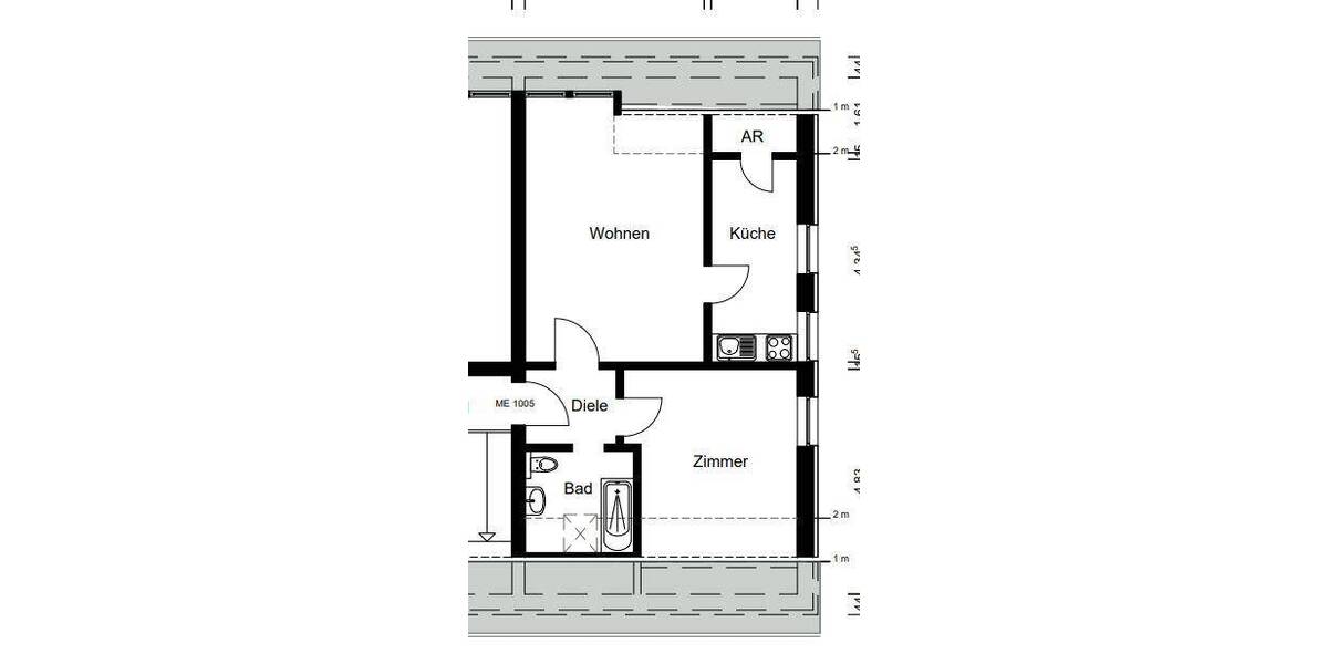 Etagenwohnung Nürnberg Thon - 2 Zimmer, 49 m&sup2;, 695&euro; | Angebot:25984971