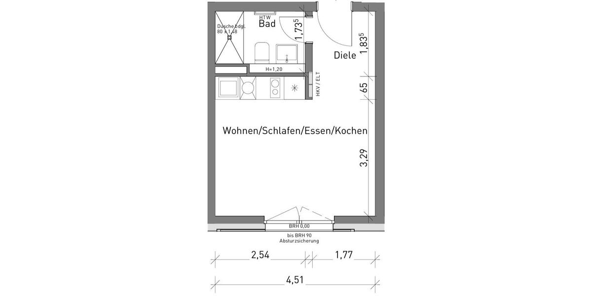 Etagenwohnung Nürnberg Eberhardshof - 1 Zimmer, 26 m&sup2;, 175.000&euro; | Angebot:27251892