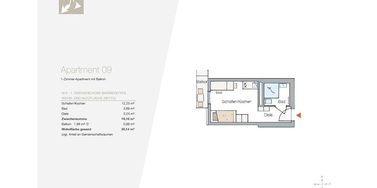Etagenwohnung Erlangen Am Anger - 1 Zimmer, 20 m&sup2;, 590&euro; | Angebot:24536132