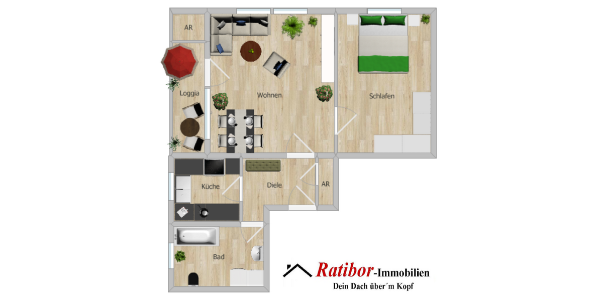 Gut vermietete 2 Zimmer-Mansardenwohnung mit Loggia und Stellplatz in ruhiger Wohnlage RH-Nord - Dachgeschoßwohnung Roth | Angebot:26998520