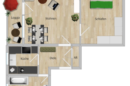 Gut vermietete 2 Zimmer-Mansardenwohnung mit Loggia und Stellplatz in ruhiger Wohnlage RH-Nord - Wohnung Roth | Angebot:26998520
