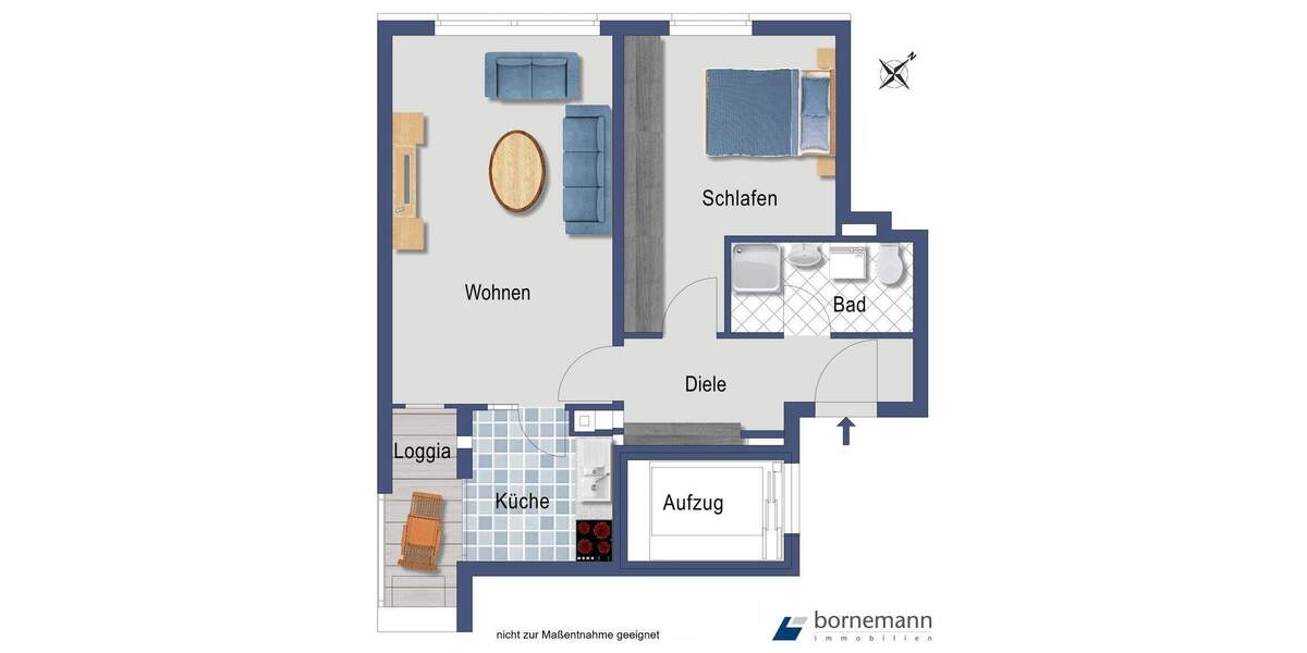 Etagenwohnung Nürnberg Weichselgarten - 2 Zimmer, 53 m&sup2;, 195.000&euro; | Angebot:25661495