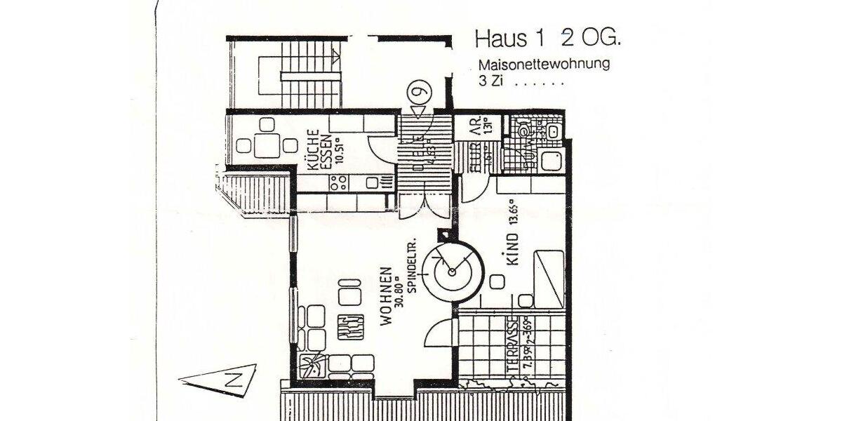 Maisonettenwohnung Nürnberg Erlenstegen - 3.5 Zimmer, 104 m&sup2;, 1.350&euro; | Angebot:25374327