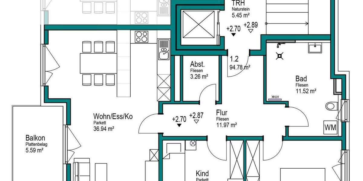 Etagenwohnung Nürnberg / Laufamholz Laufamholz - 3 Zimmer, 94 m&sup2;, 608.500&euro; | Angebot:25660558