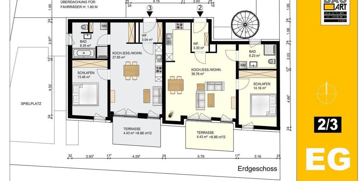 Etagenwohnung Nürnberg St Peter - 2 Zimmer, 64 m&sup2;, 418.890&euro; | Angebot:25741119