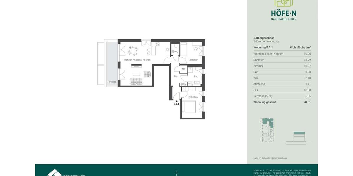 Etagenwohnung Nürnberg Gaismannshof - 3 Zimmer, 91 m&sup2;, 1.516&euro; | Angebot:25839028