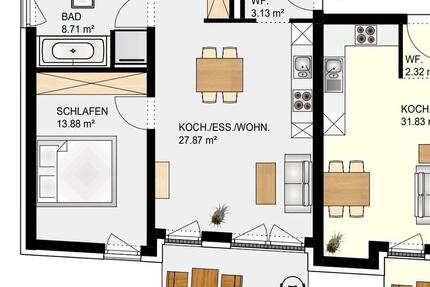 Wohnung Nürnberg Gleißhammer - 2 Zimmer, 57 m&sup2;, 1.150&euro; | Angebot:25759651