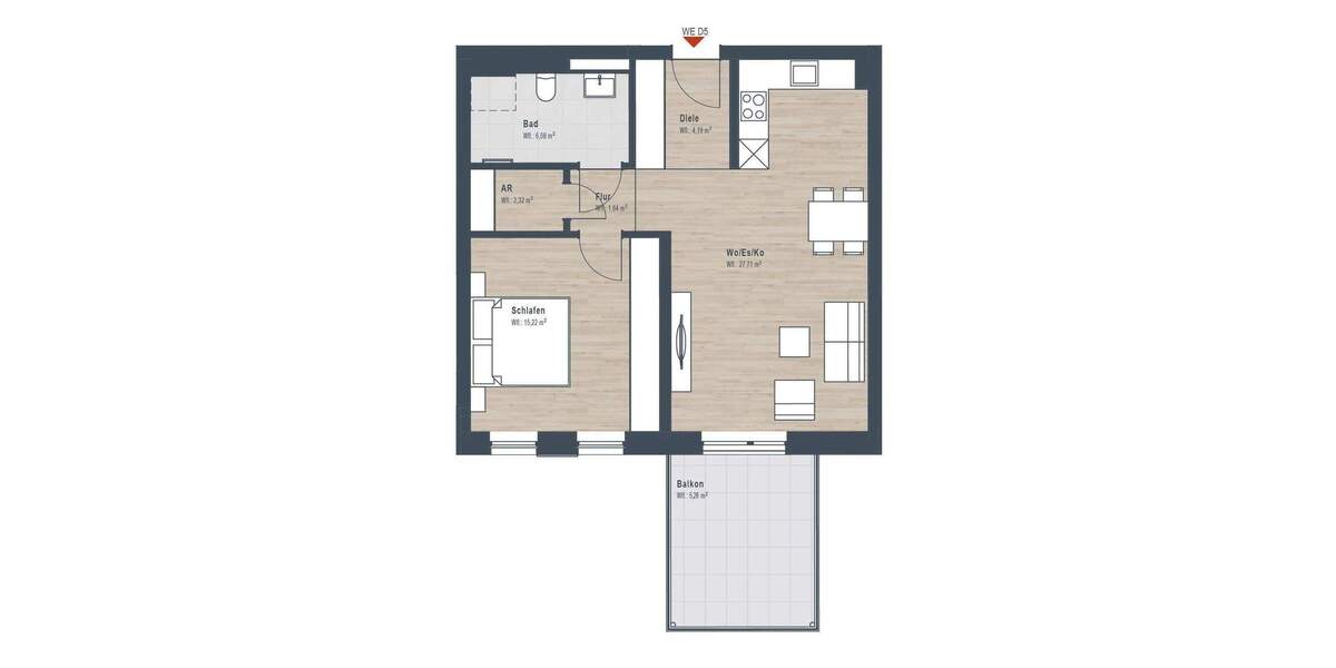 Etagenwohnung Nürnberg Großgründlach - 2 Zimmer, 62 m&sup2;, 399.421&euro; | Angebot:26643118