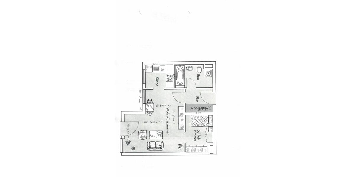 Etagenwohnung Roth - 1.5 Zimmer, 41 m&sup2;, 470&euro; | Angebot:26563214