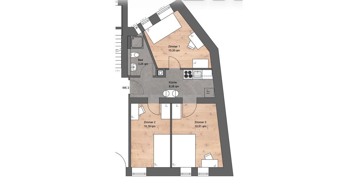 Etagenwohnung Nürnberg Gleißhammer - 1 Zimmer, 10 m&sup2;, 360&euro; | Angebot:26645456