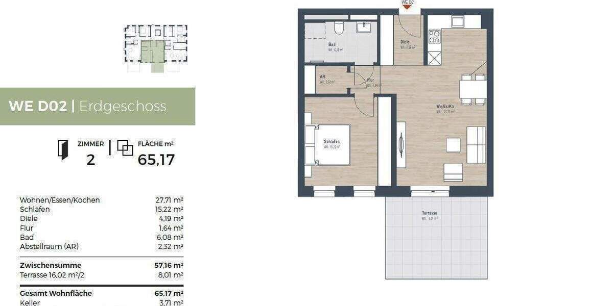 Etagenwohnung Nürnberg Großgründlach - 2 Zimmer, 65 m&sup2;, 454.547&euro; | Angebot:26065415