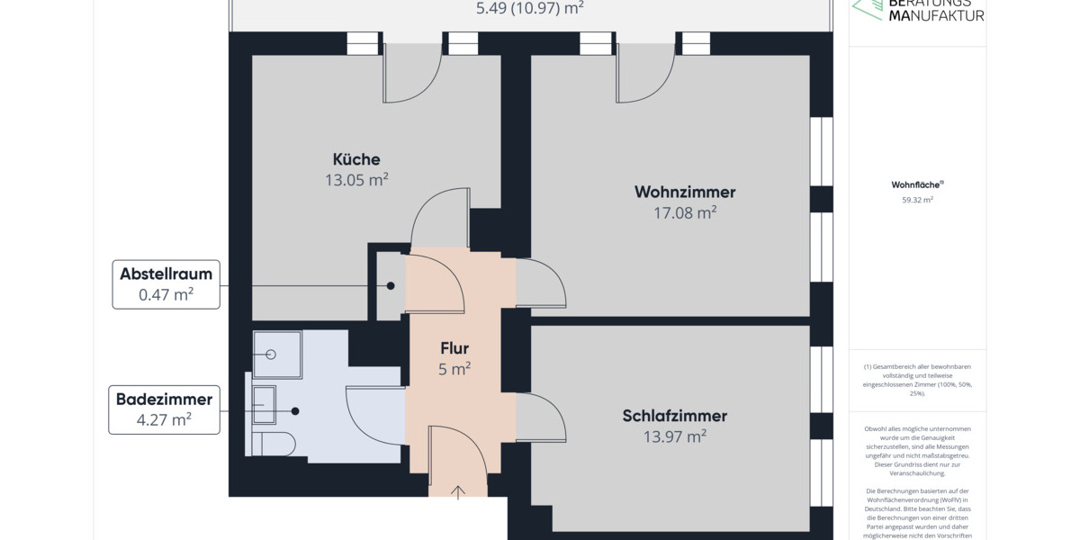 Etagenwohnung Fürth Weststadt - 3 Zimmer, 58 m&sup2;, 235.000&euro; | Angebot:25735833