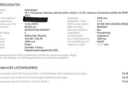 VW T6 Multivan 94.600 km 42.900 &euro; Weisendorf 91085