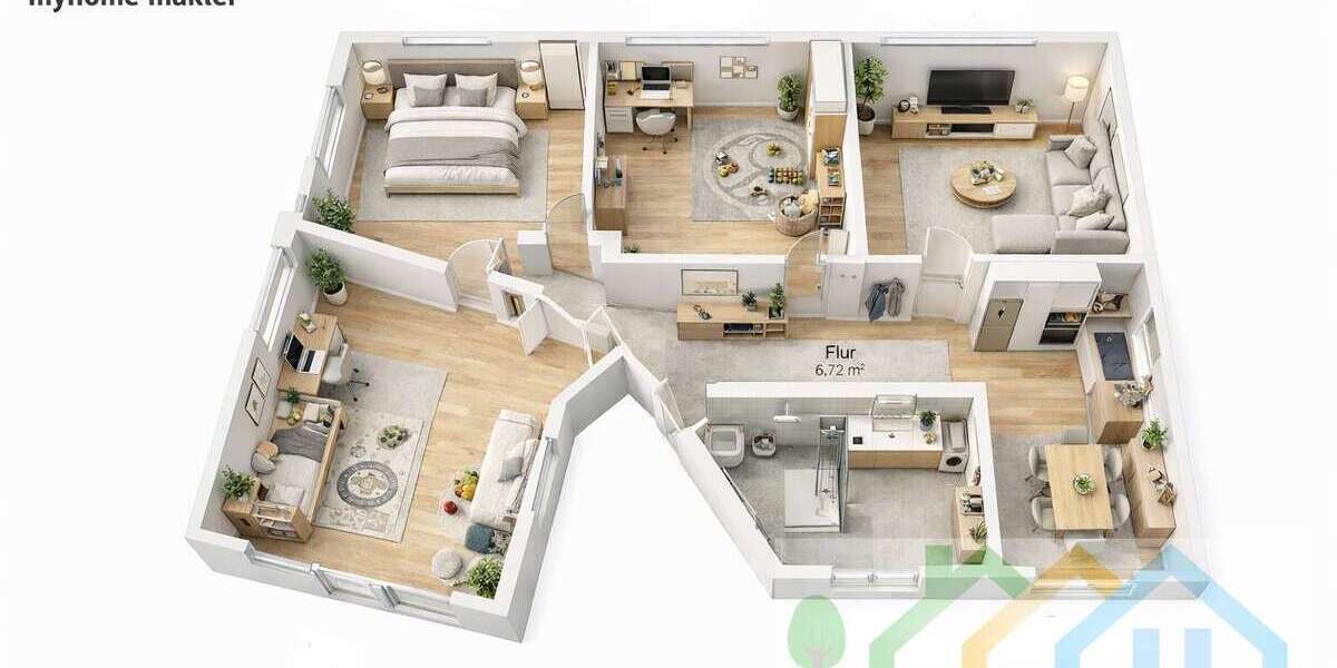 Etagenwohnung Nürnberg Gleißhammer - 4 Zimmer, 77 m&sup2;, 249.900&euro; | Angebot:25935034
