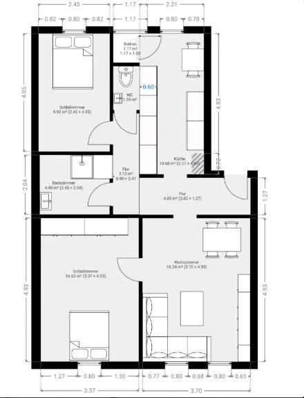 Etagenwohnung Fürth Südstadt - 3 Zimmer, 67 m&sup2;, 189.000&euro; | Angebot:26316184