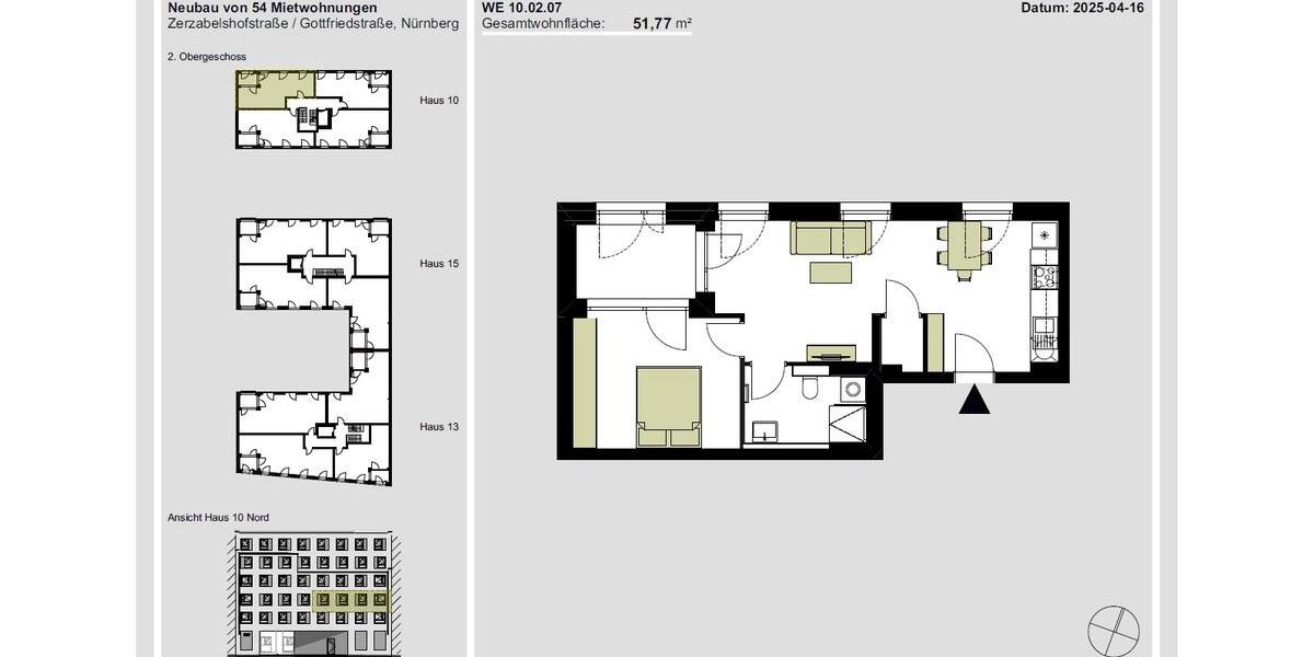 Etagenwohnung Nürnberg Gleißhammer - 2 Zimmer, 52 m&sup2;, 899&euro; | Angebot:24448168