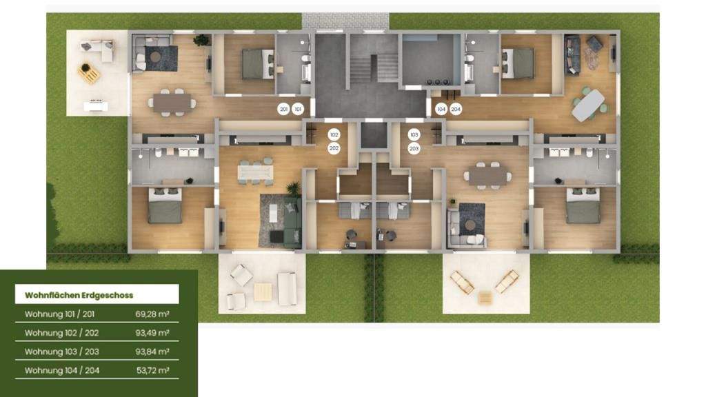 Etagenwohnung Burgthann Heinleinshof - 3 Zimmer, 93 m&sup2;, 439.171&euro; | Angebot:25845936