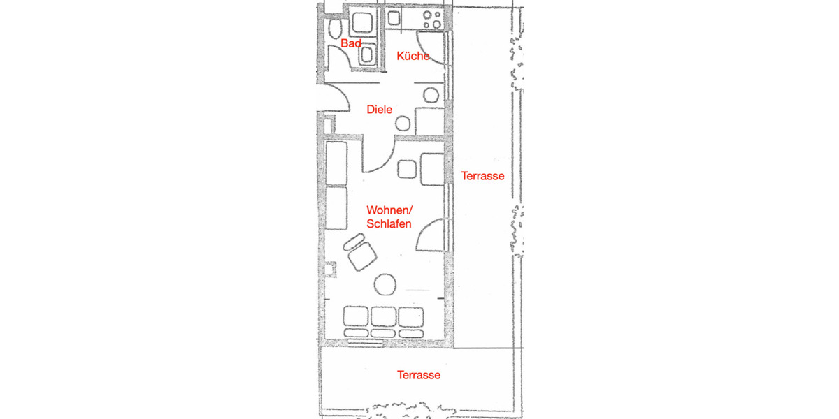 Terrassenwohnung Nürnberg Gibitzenhof - 1 Zimmer, 39 m&sup2;, 630&euro; | Angebot:25179973