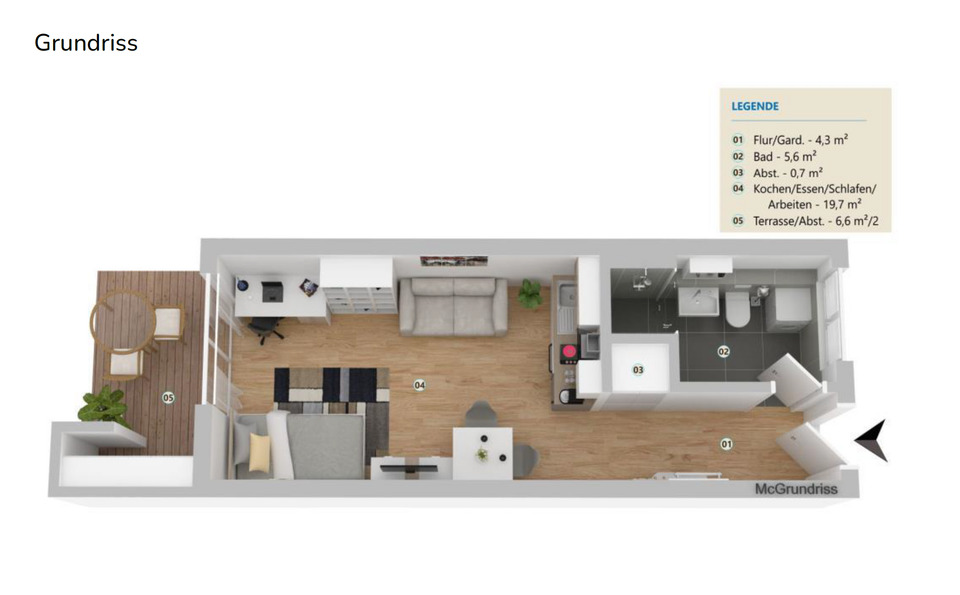 Etagenwohnung Erlangen Am Anger - 1 Zimmer, 34 m&sup2;, 570&euro; | Angebot:26003969