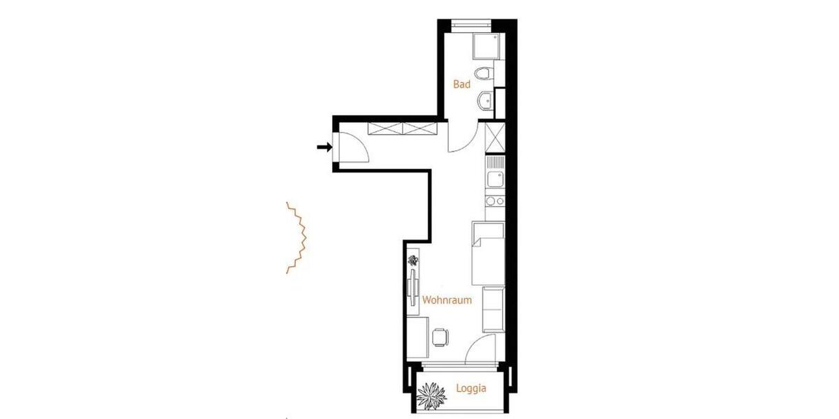 Etagenwohnung Nürnberg Gärten bei Wöhrd - 1 Zimmer, 28 m&sup2;, 550&euro; | Angebot:25901997