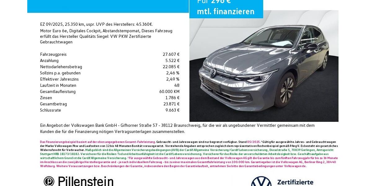 VW Golf 25.350 km 27.607 &euro; Fürth 90762