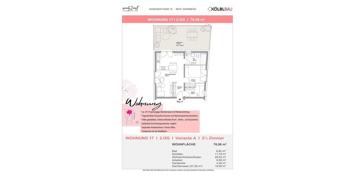 Etagenwohnung Nürnberg Höfen - 2 Zimmer, 76 m&sup2;, 520.000&euro; | Angebot:25880741