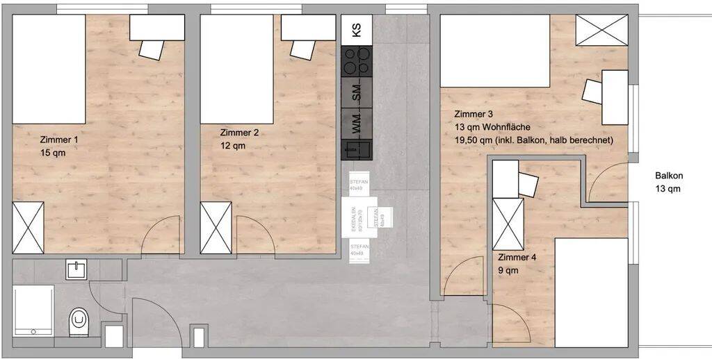 Etagenwohnung Erlangen Bruck - 4 Zimmer, 15 m&sup2;, 510&euro; | Angebot:26700122