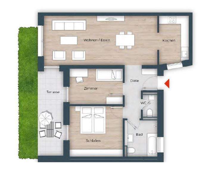 Terrassenwohnung Nürnberg Großreuth h d Veste - 3 Zimmer, 82 m&sup2;, 730.950&euro; | Angebot:25985120