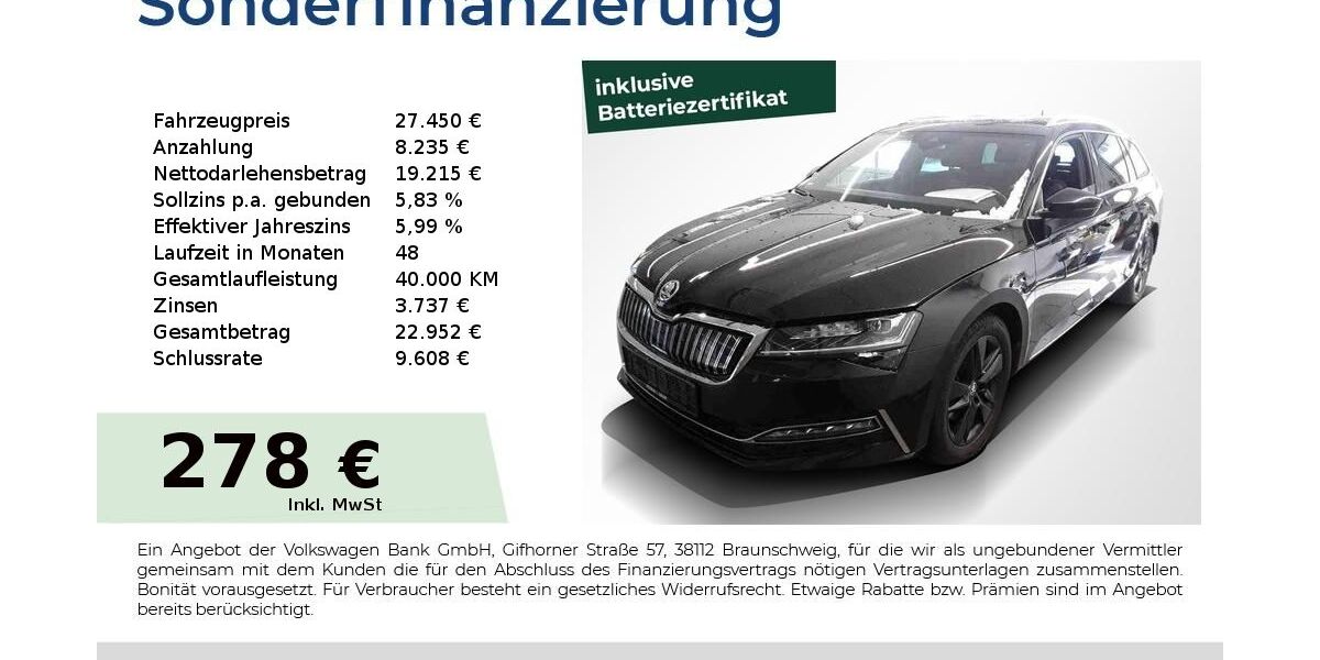 Skoda Superb 77.150 km 26.940 &euro; Nürnberg 90431