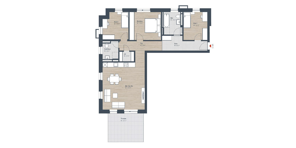 Terrassenwohnung Nürnberg Großgründlach - 4 Zimmer, 105 m&sup2;, 722.691&euro; | Angebot:25970553