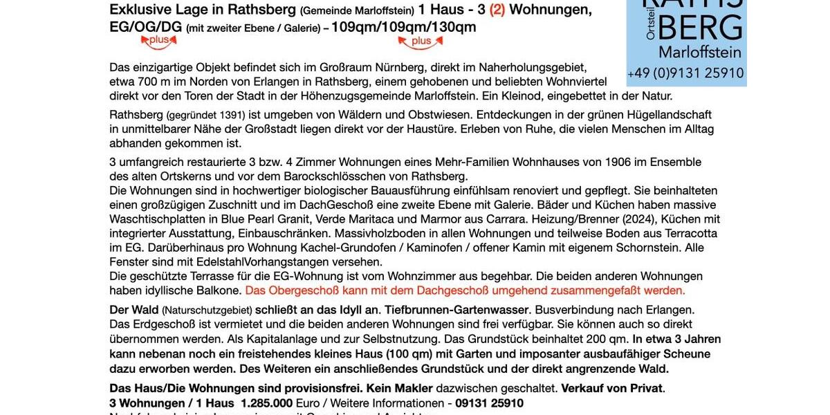 Mehrfamilienhaus, Wohnhaus Uttenreuth - 1.285.000&euro; | Angebot:26051318