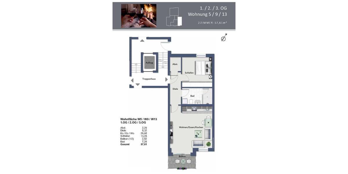 Etagenwohnung Nürnberg Gärten b Wöhrd - 2 Zimmer, 368.000&euro; | Angebot:25727766