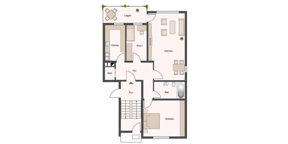 Etagenwohnung Uttenreuth - 3 Zimmer, 89 m&sup2;, 1.200&euro; | Angebot:25724247