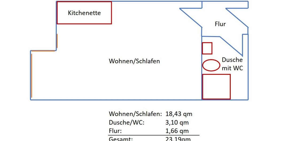 Etagenwohnung Nürnberg Herrnhütte - 1 Zimmer, 23 m&sup2;, 150.000&euro; | Angebot:25599687