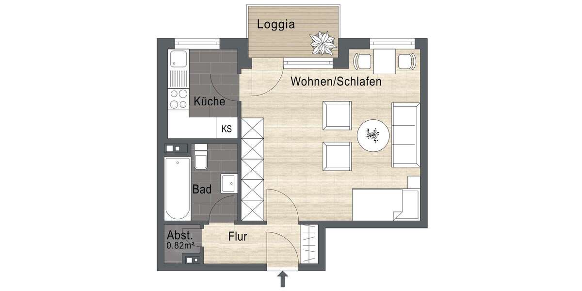 Etagenwohnung Fürth Südstadt - 1 Zimmer, 38 m&sup2;, 149.000&euro; | Angebot:17549219