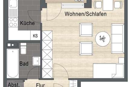 Wohnung Fürth Südstadt - 1 Zimmer, 38 m&sup2;, 149.000&euro; | Angebot:17549219
