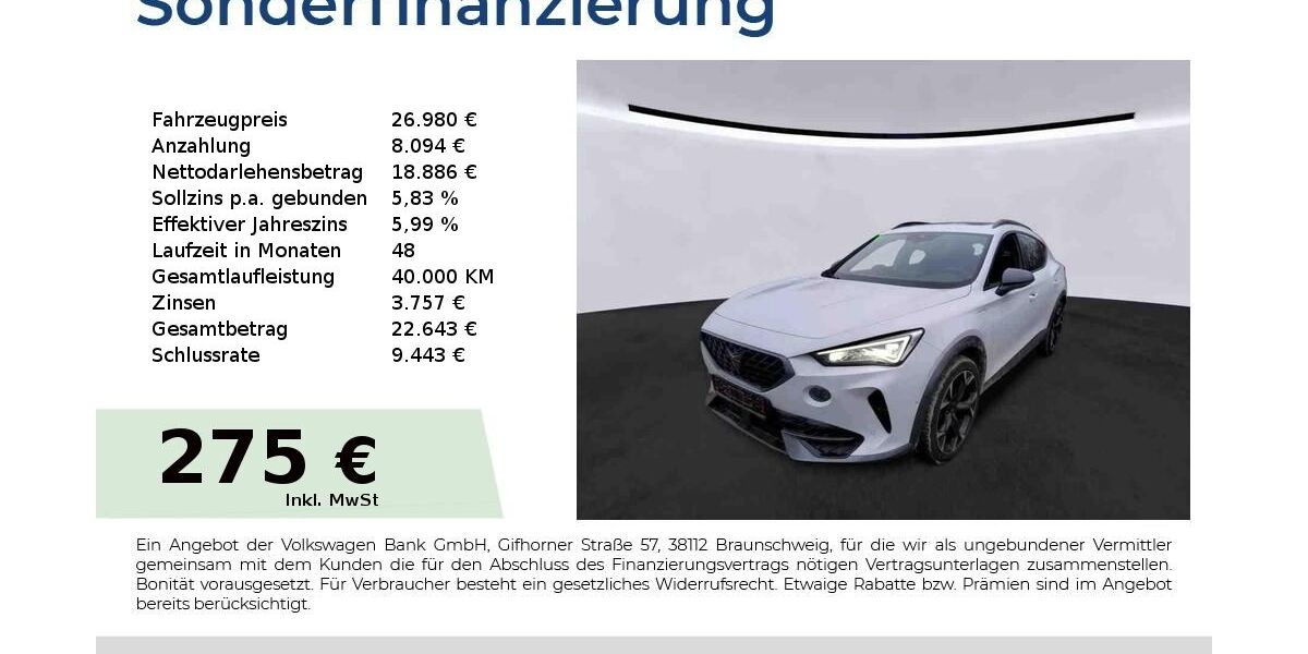 Cupra Formentor 36.150 km 26.980 &euro; Nürnberg 90431