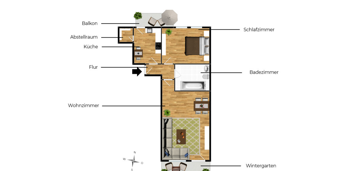Etagenwohnung Nürnberg Gibitzenhof - 2 Zimmer, 72 m&sup2;, 199.000&euro; | Angebot:25675094