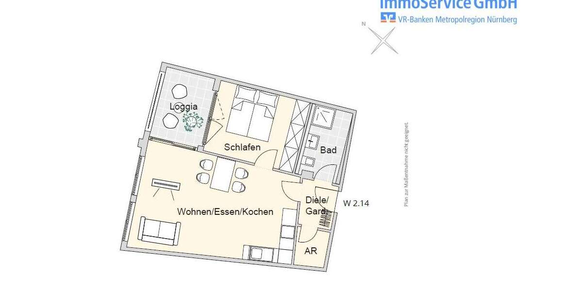 Etagenwohnung Nürnberg Herrnhütte - 2 Zimmer, 54 m&sup2;, 332.925&euro; | Angebot:18308973