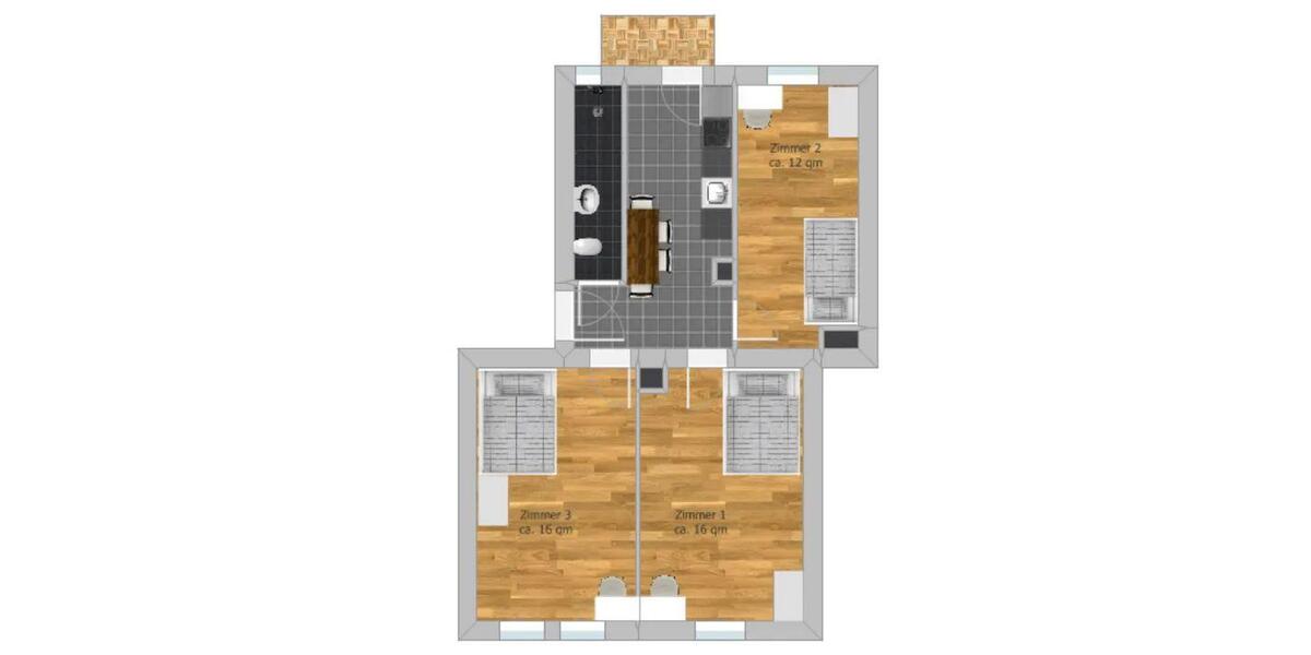 Etagenwohnung Nürnberg Eberhardshof - 3 Zimmer, 16 m&sup2;, 380&euro; | Angebot:26630829