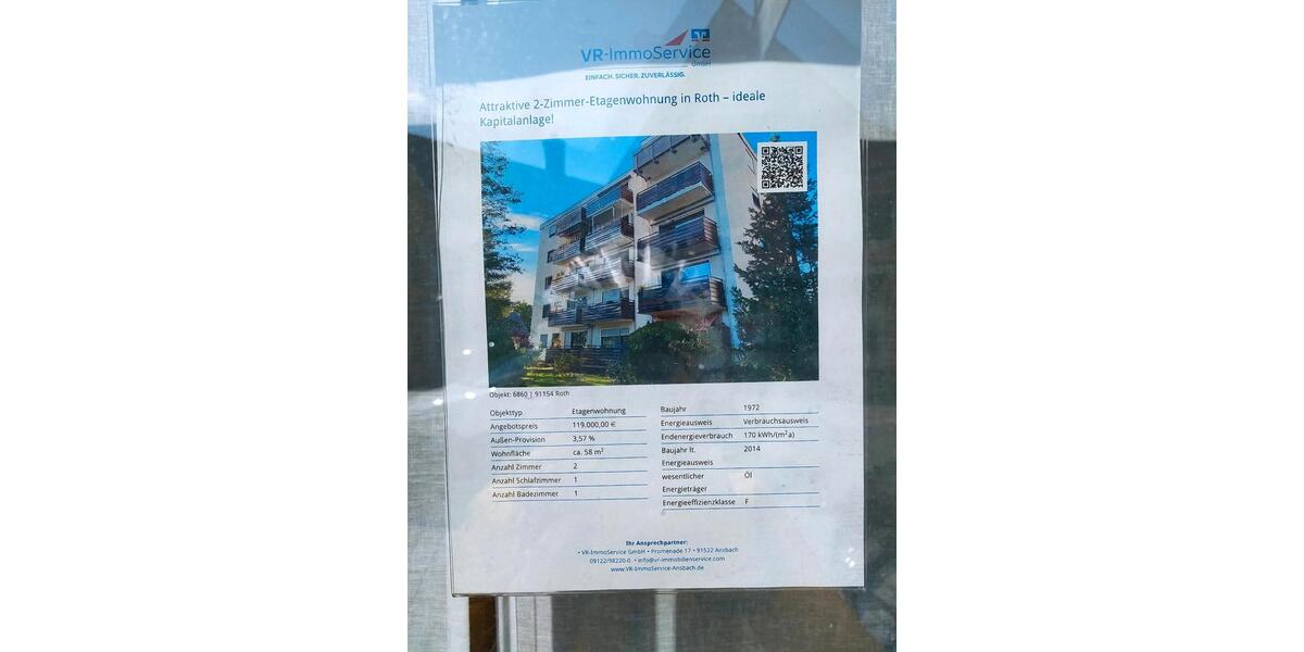 Etagenwohnung Roth - 2 Zimmer, 58 m&sup2;, 119.000&euro; | Angebot:25856550