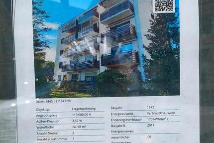 Wohnung Roth - 2 Zimmer, 58 m&sup2;, 119.000&euro; | Angebot:25856550