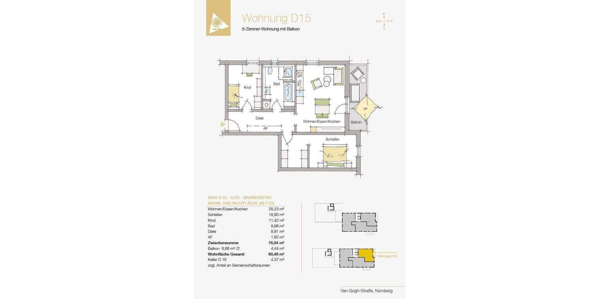 Etagenwohnung Nürnberg Herpersdorf - 3 Zimmer, 80 m&sup2;, 451.390&euro; | Angebot:26017025