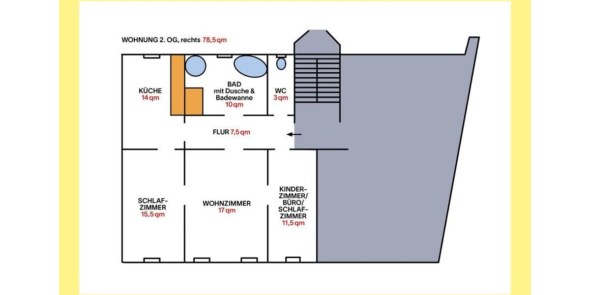 Etagenwohnung Nürnberg Rabus - 3 Zimmer, 79 m&sup2;, 299.000&euro; | Angebot:26837190