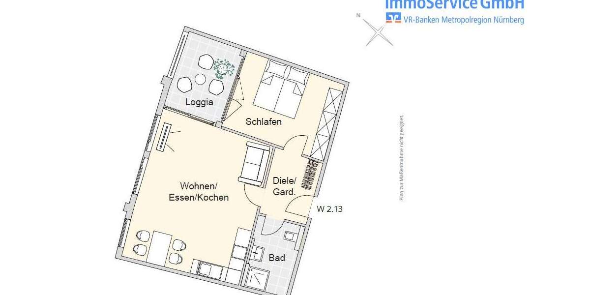 Etagenwohnung Nürnberg Herrnhütte - 2 Zimmer, 60 m&sup2;, 369.828&euro; | Angebot:18308974