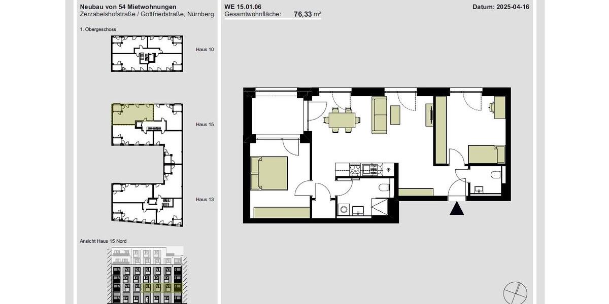 Etagenwohnung Nürnberg Gleißhammer - 3 Zimmer, 76 m&sup2;, 1.252&euro; | Angebot:25918692