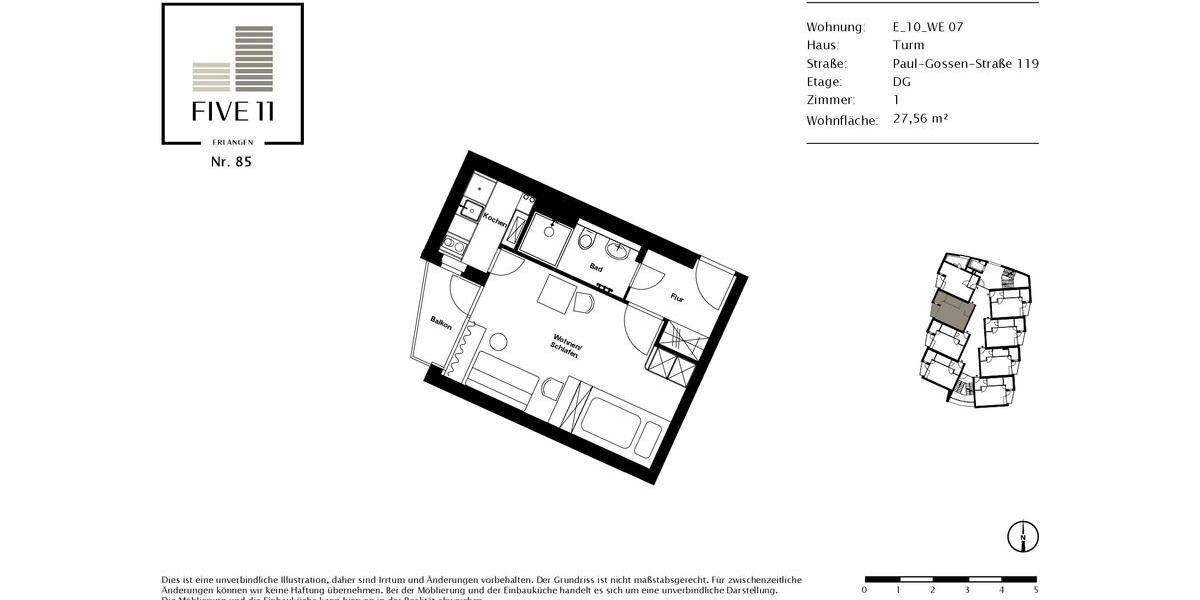 Etagenwohnung Erlangen Am Anger - 1 Zimmer, 28 m&sup2;, 610&euro; | Angebot:24430595